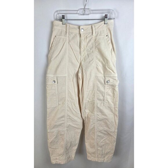 Anthropologie The Carson Utility Barrel Cargo Pants Size 8 Corduroy Ivory - Picture 4 of 14